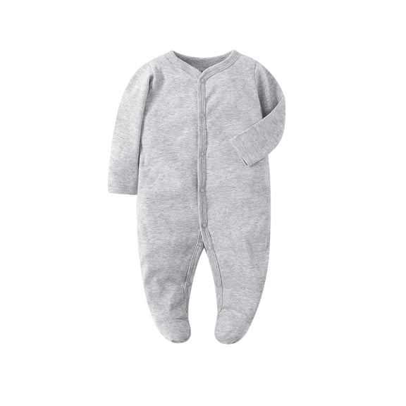 Bellafa Infant Baby Boys' Long Sleeve Footed One-Piece Button Snap Romper Jumpsuit Cotton Bodysuit Onesies For Newborn 0-12M