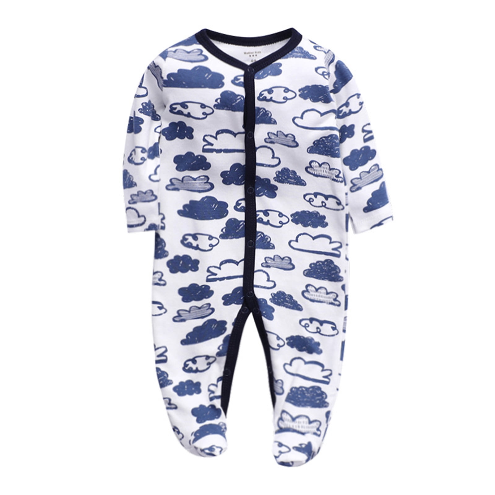 Bellafa Infant Baby Boys' Long Sleeve Footed One-Piece Button Snap ...