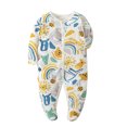 thumbnail image 1 of Bellafa Infant Baby Boys' Long Sleeve Footed One-Piece Button Snap Romper Jumpsuit Cotton Bodysuit Onesies For Newborn 0-12M, 1 of 7