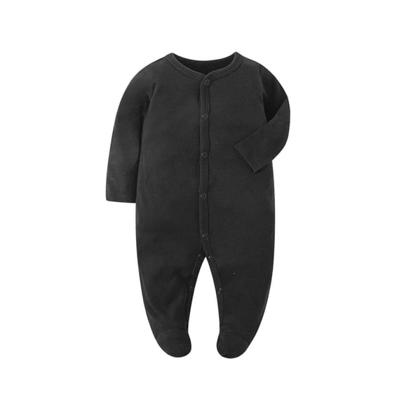 Bellafa Infant Baby Boys' Long Sleeve Footed One-Piece Button Snap Romper Jumpsuit Cotton Bodysuit Onesies For Newborn 0-12M