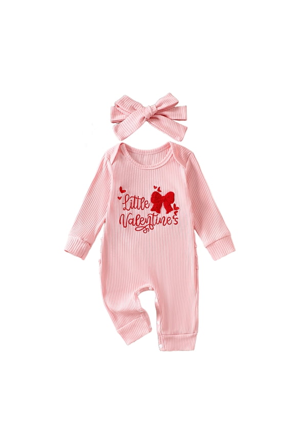 Infant Baby Girl Valentines Jumpsuit My First Valentine's Day Onesie Romper Bodysuit 2-Pieces Newborn Spring Clothes,1-Pack
