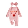 thumbnail image 1 of Bellafa Infant Baby Girl Valentines Jumpsuit My First Valentine's Day Onesie Romper Bodysuit 2-Pieces Newborn Spring Clothes,1-Pack, 1 of 4