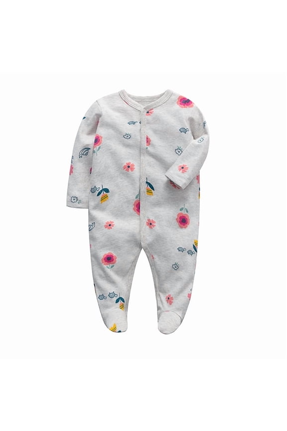 Infant Baby Girls' Footed Jumpsuit One-Piece Button Snap Newborn Casual Cotton Romper Onesies 0-12M Long Sleeve Coming Home Bodysuit