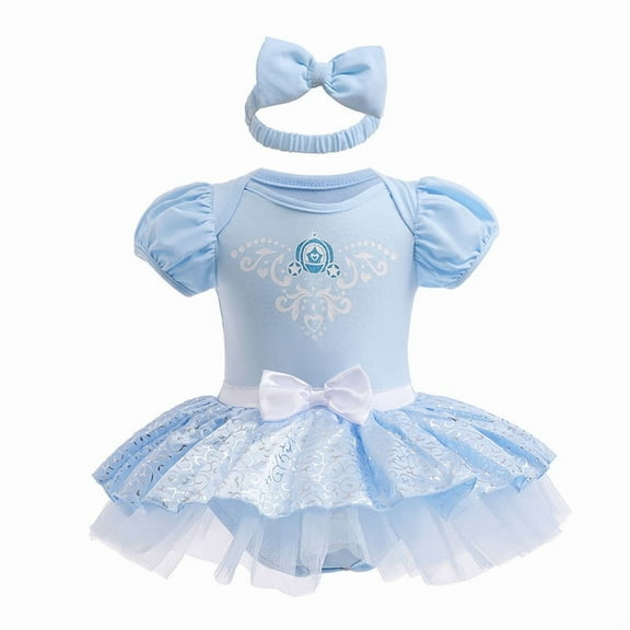 Bellafa Infant Baby Girls Romper Dress Princess Fairy Bodysuit Tutu Dress with Headband for Chritsmas Birthday Wedding Gift