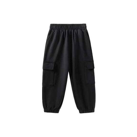 Bellafa Little Boys Cargo Pants Elastic Waist Casual Cotton Long Jogging Trousers Toddler Kids Jogger Bottoms with Side Pocket 2-7 Years
