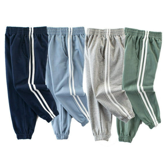 Bellafa Little Boys Jogger Long Pants Toddler Elastic Sweatpants with Pocket Kids Track Pants Blue,2-8 Years