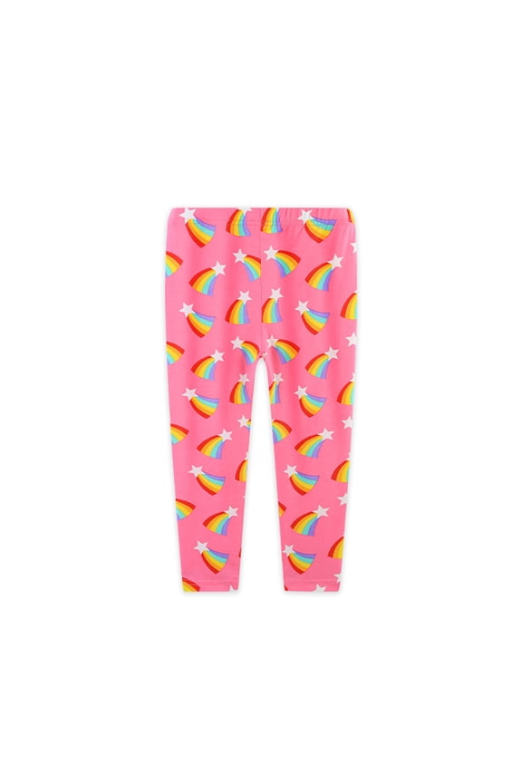 Little Girls Leggings Toddler Kids Soft Cotton Stretchy Long Pants Cartoon Prints Girl's Tights For 2-7 Years-Rainbow