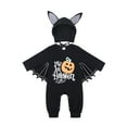 thumbnail image 1 of Bellafa Newborn Baby Boy Girl Halloween Bat Wing Romper Jumpsuit My First Halloween Infant Pumpkin Playsuit With Hat, 1 of 12