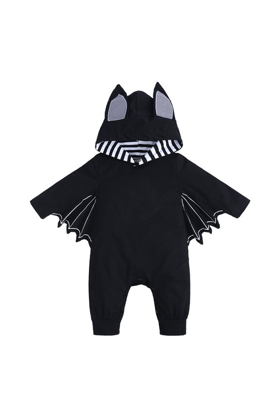 Newborn Baby Boy Girl Halloween Bat Wings Hooded Romper Jumpsuit Unisex Infant My First Halloween Pumpkin Skeleton Hoody Playsuit