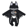 thumbnail image 1 of Bellafa Newborn Baby Boy Girl Halloween Bat Wings Hooded Romper Jumpsuit Unisex Infant My First Halloween Skeleton Hooded Playsuit, 1 of 10