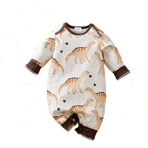 Bellafa Newborn Baby Boys Cotton Romper Onesies Infant Long Sleeve One-Piece Toddler Button Jumpsuits Fall Spring Outfits