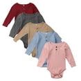 thumbnail image 1 of Bellafa Newborn Sleepers Baby Girl Onesie Long Sleeve Ribbed Knit Romper Unisex Baby Coming Home Jumpsuit Outfit, 1 of 6