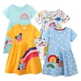 thumbnail image 1 of Bellafa Summer Toddler Kids Girl's Casual Short Sleeve Cartoon Dresses Snail 2T, 1 of 6