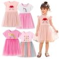 thumbnail image 1 of Bellafa Toddler Applique Tutu Dress Little Girls Fluffy Sleeve Summer Dresses Casual Party Tulle Sundress for Kids 2-7Y, 1 of 8
