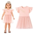 thumbnail image 1 of Bellafa Toddler Applique Tutu Dress Little Girls Fluffy Sleeve Summer Dresses Casual Party Tulle Sundress for Kids 2-7Y, 1 of 7