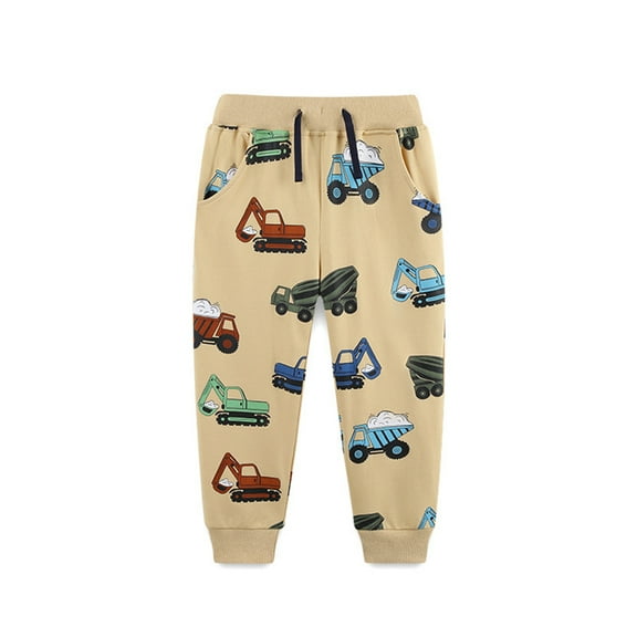 Bellafa Toddler Boy Sweatpants Cotton Boys Athletic Joggers Pants Kids Dino Truck Graphic Sweats Pants with Pocket 2-7T