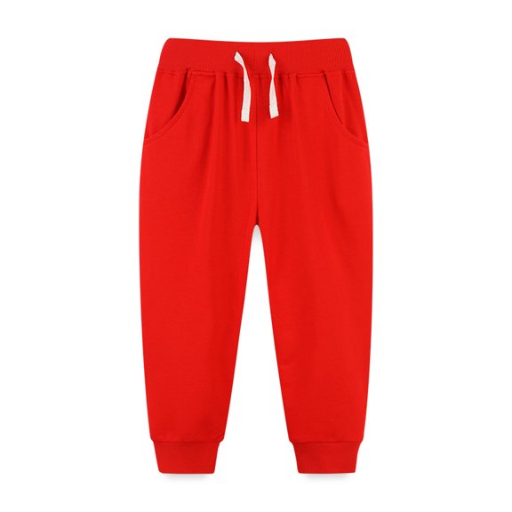 Bellafa Toddler Boys Baggy Sweatpants Elastic High Waist Drawstring Cuffs Jogger Kids Casual Cotton Fall Winter Solid Color Pants