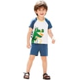 thumbnail image 1 of Bellafa Toddler Boys Cotton Short Sleeve T-Shirt and Elastic Waist Shorts Set 2-7 Years Kids Summer 2-pieces Outfits -Dinosaur, 1 of 7
