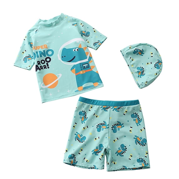 Bellafa Toddler Boys Swimsuit Set Boys' Rash Guard Swimwear Kids UPF 50+ Two Piece Bathing Suit With Swim Trunk and Hat 3-8 Years