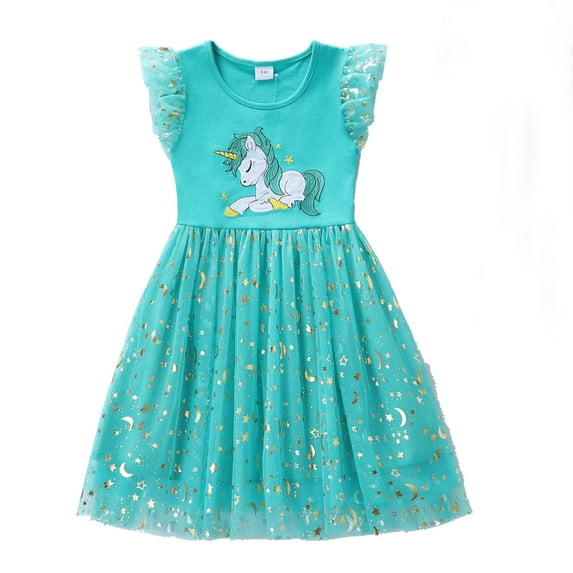 Bellafa Toddler Girl Tulle Dress Summer Ruffle Sleeveless Baby Girl Casual Dresses 3-8Y Princess Tutu Sundress