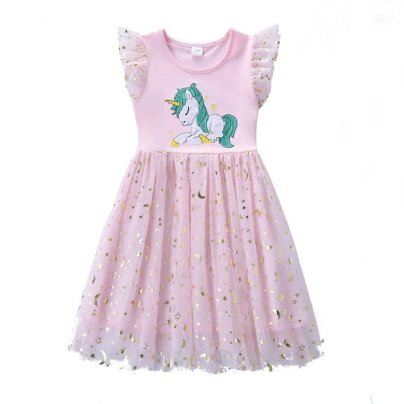 Bellafa Toddler Girl Tulle Dress Summer Ruffle Sleeveless Baby Girl Casual Dresses 3-8Y Princess Tutu Sundress