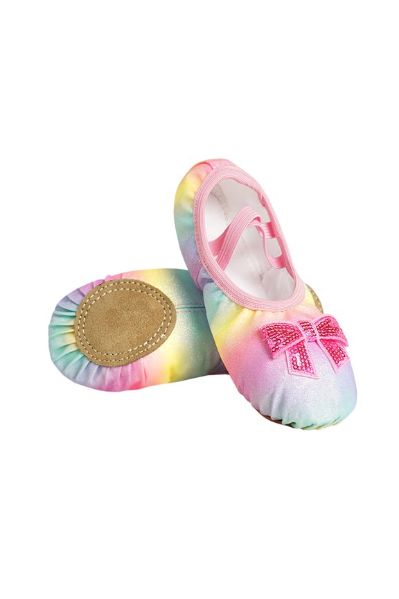 Toddler Girls Glitter Ballet Shoes Split-Sole Dance Slippers Big Kids Elastic Laces Practice Gymnastics Yoga Shoes