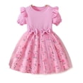 thumbnail image 1 of Bellafa Toddler Tutu Jersey Dress Little Girls Fluffy Bowknot Summer Dresses Casual Party Tulle Sundress for Kids 2-6Y-Floral, 1 of 9