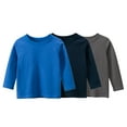 thumbnail image 1 of Bellafa Toddler and Little Boys 3-Pack Long Sleeve Crew neck T-Shirts Multicolor Cotton Tops Shirt 2-8 Years Blue Gray, 1 of 5