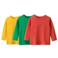 thumbnail image 1 of Bellafa Toddler and Little Boys 3-Pack Long Sleeve Crew neck T-Shirts Multicolor Cotton Tops Shirt 2-8 Years Red Green, 1 of 5