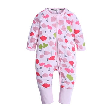 Bellafa Unisex Babies' and Toddlers' Snug-Fit Cotton Footed and Footless Pajamas 2-way Zipper Girls Romper Sleeper
