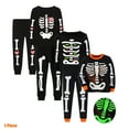 thumbnail image 1 of Bellafa Unisex Kids Skeleton Pajamas Glow in the Dark 100% Cotton Sleepwear Toddler Girls Boys Skull Halloween Pjs Sets 3-8T-1PCS, 1 of 10