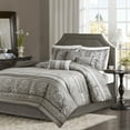Bellagio 7 Piece Jacquard Comforter Set Grey Queen