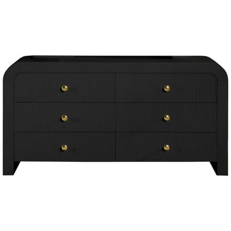 Bellagio Black Wood 6 Drawer Dresser