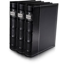 Bellagio-Italia CD/DVD Storage Binder - Black - Leather - 144-Disc Capacity - Storage Organizer for DVDs, CDs, Blu Rays, & Video Games - Acid-Free Binder Organizer Sheets - 3 Pack