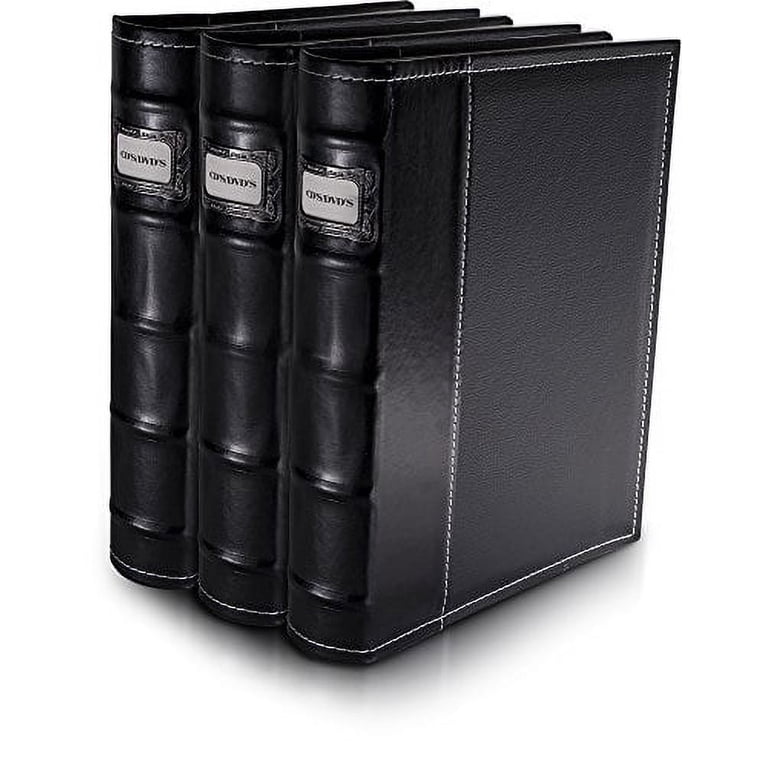 Bellagio-Italia CD/DVD Black Leather Storage Binder, 144-Disc