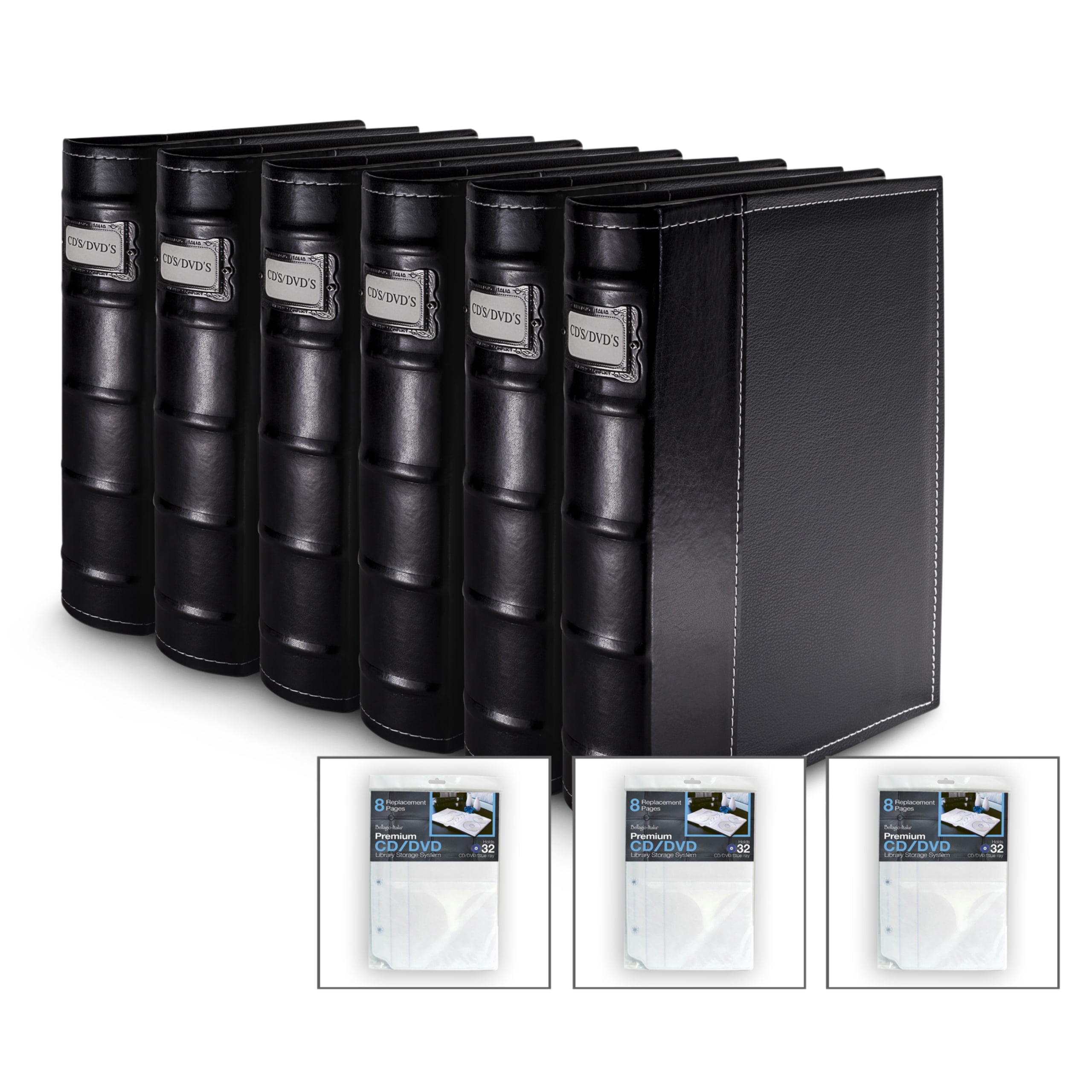Bellagio-Italia CD/DVD Storage Binder - Black - Leather - 384-Disc ...
