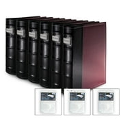 Bellagio-Italia CD/DVD Storage Binder - Burgundy - Leather - 384-Disc Capacity - Storage Organizer for DVDs, CDs, Blu Rays, & Video Games - Acid-Free Binder Organizer Sheets - 6 Pack Bonus Sheets