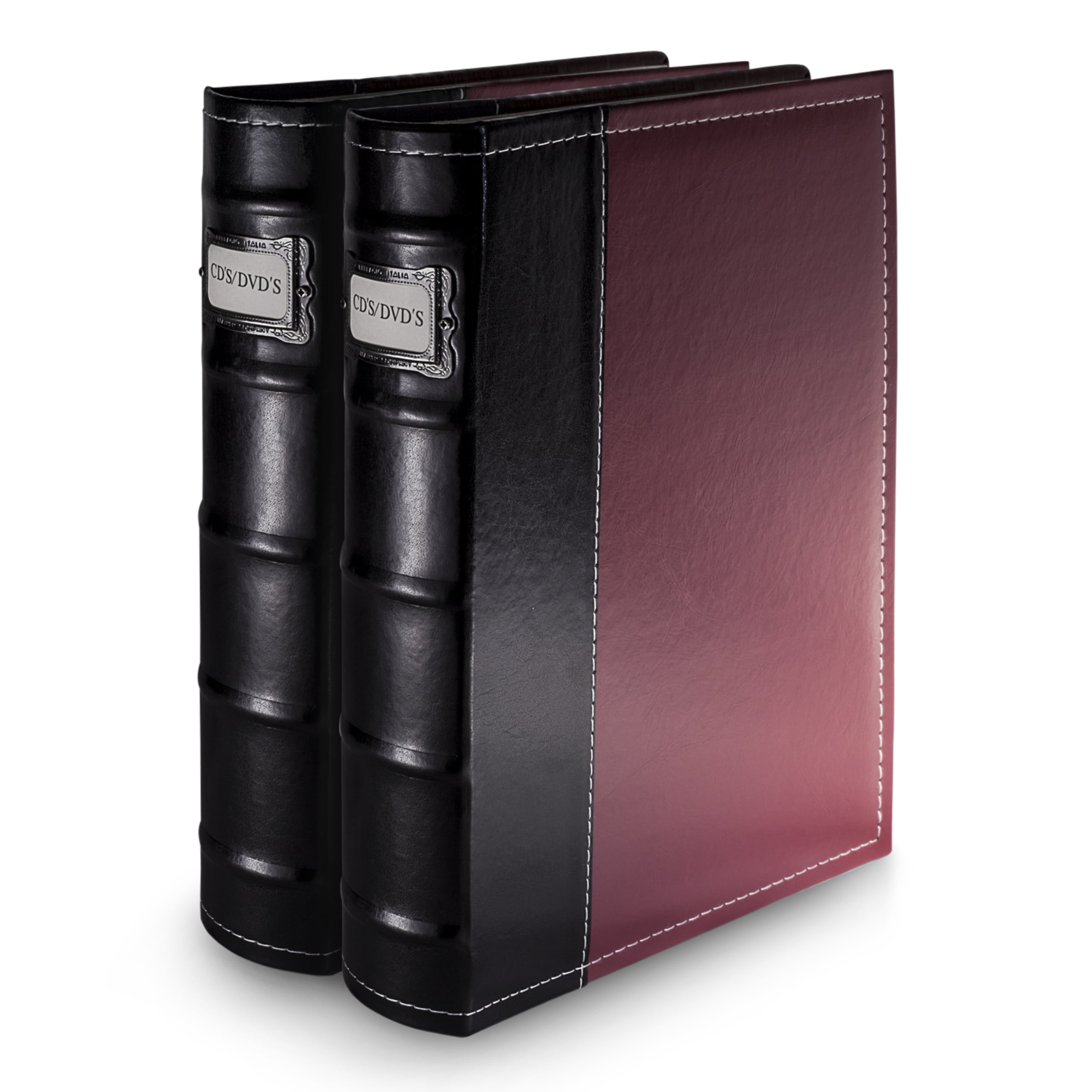 BellagioItalia CD/DVD Storage Binder Burgundy Leather 96Disc