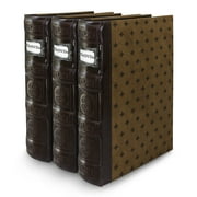 Bellagio-Italia Tuscany CD/DVD Storage Binder - Chestnut - Leather - 144-Disc Capacity - Storage Organizer for DVDs, CDs, Blu Rays, & Video Games - Acid-Free Binder Organizer Sheets - 3 Pack