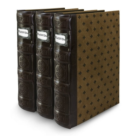 Bellagio-Italia Tuscany CD/DVD Storage Binder - Chestnut - Leather - 144-Disc Capacity - Storage Organizer for DVDs, CDs, Blu Rays, & Video Games - Acid-Free Binder Organizer Sheets - 3 Pack