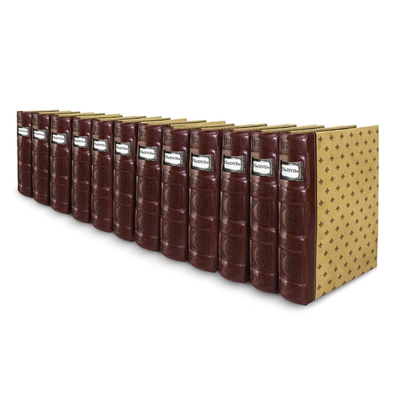 Bellagio-Italia Tuscany CD/DVD Storage Binder Set - Leather - 576-Disc Capacity - Storage Organizer for DVDs, CDs, Blu Rays, & Video Games - Acid-Free Binder Organizer Sheets - 12 Pack - Crimson