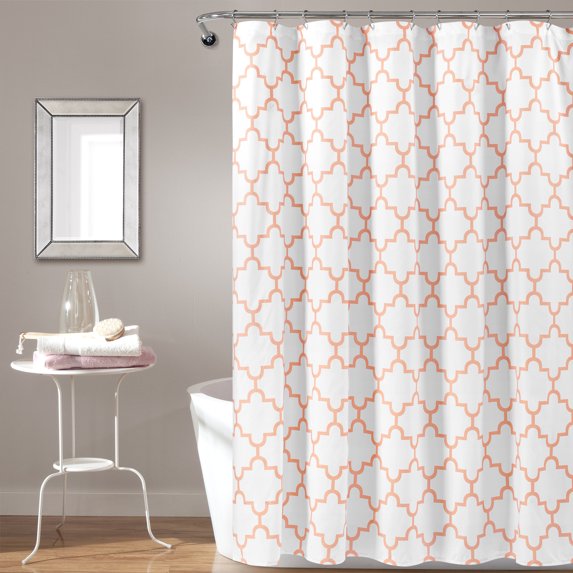 Lush Decor Bellagio Geometric Shower Curtain, 72x72, Blush, Single