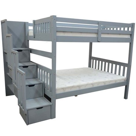 Bellagio Stairway Full over Full Bunk Bed Grey