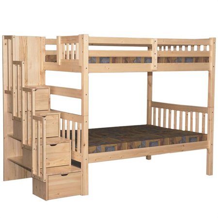Bellagio Stairway Full over Full Bunk Bed Natural