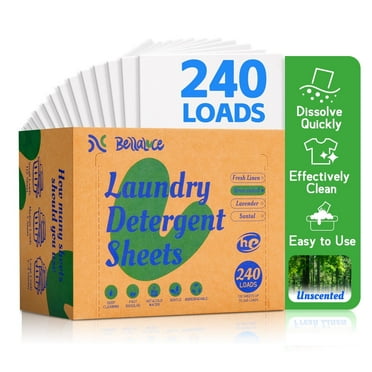 Bellaluce Concentrated Unscented Laundry Detergent Sheets, 240 Loads, 1 Pack