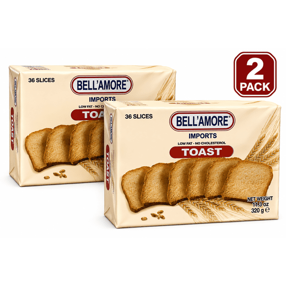 Bellamore Classic Italian Toast | Light & Crispy Toast Cracker Bread | Imported from Italy (2-PACK)