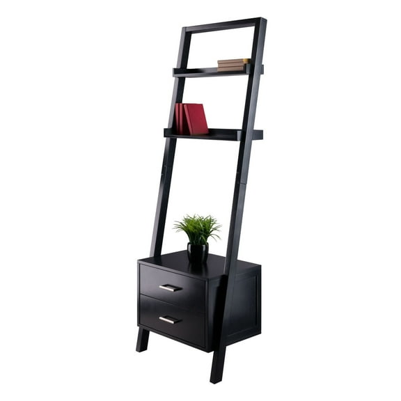 Bellamy 2-Drawer Leaning Shelf; Black