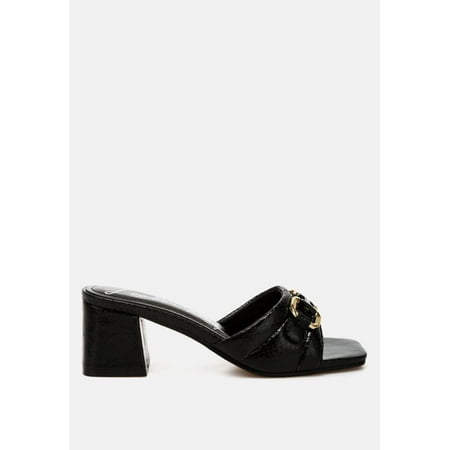 Bellamy Horsebit Detail Snake Print Sandals