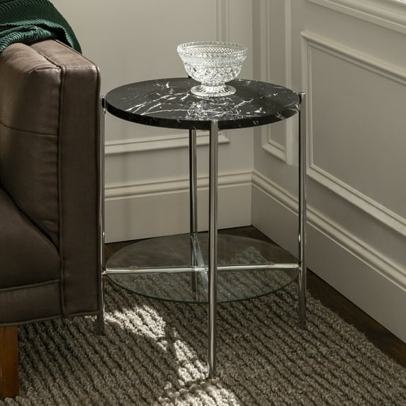 Bellamy Studios Lola Faux Black Marble End Table