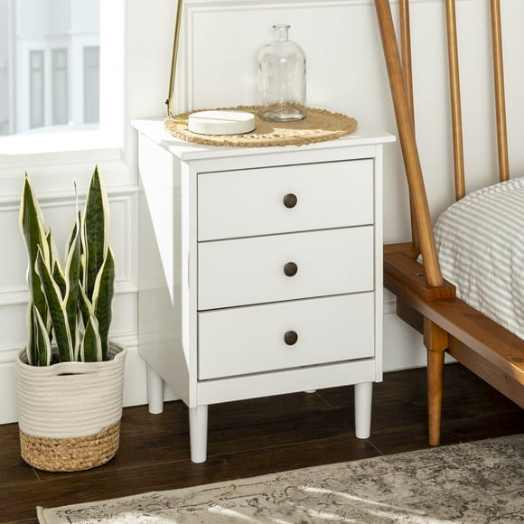 Walker Edison Madeline 3-Drawer White Nightstand